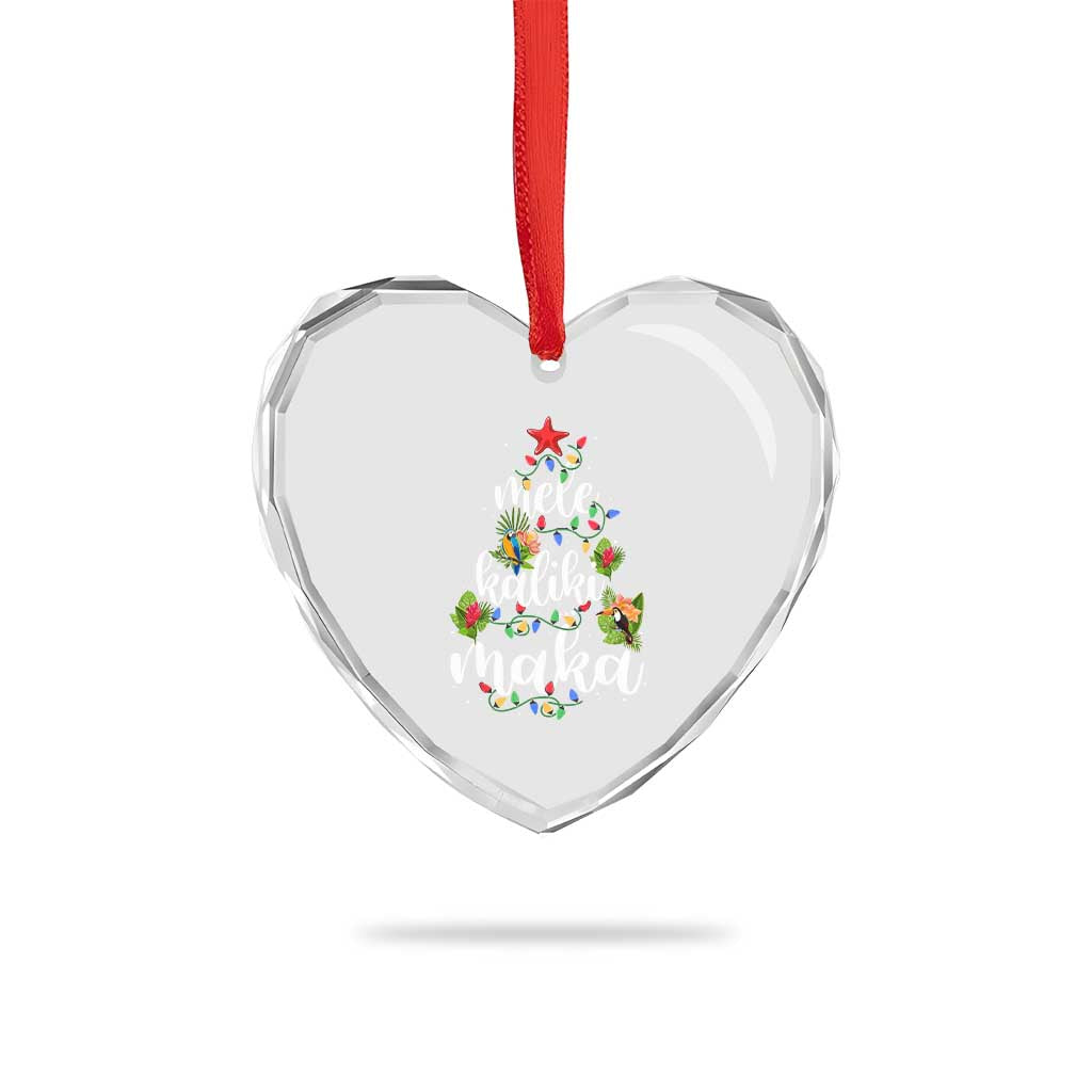 Mele Kalikimaka Hawaiian Xmas Tree Heart Crystal Glass Ornament - Wonder Print Shop