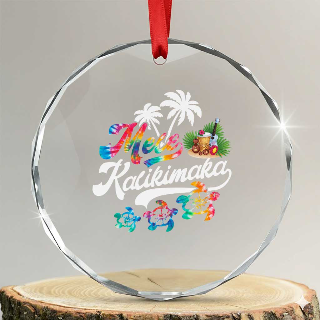 Mele Kalikimaka Tie Dye Xmas Turtle Crystal Glass Ornament TS09
