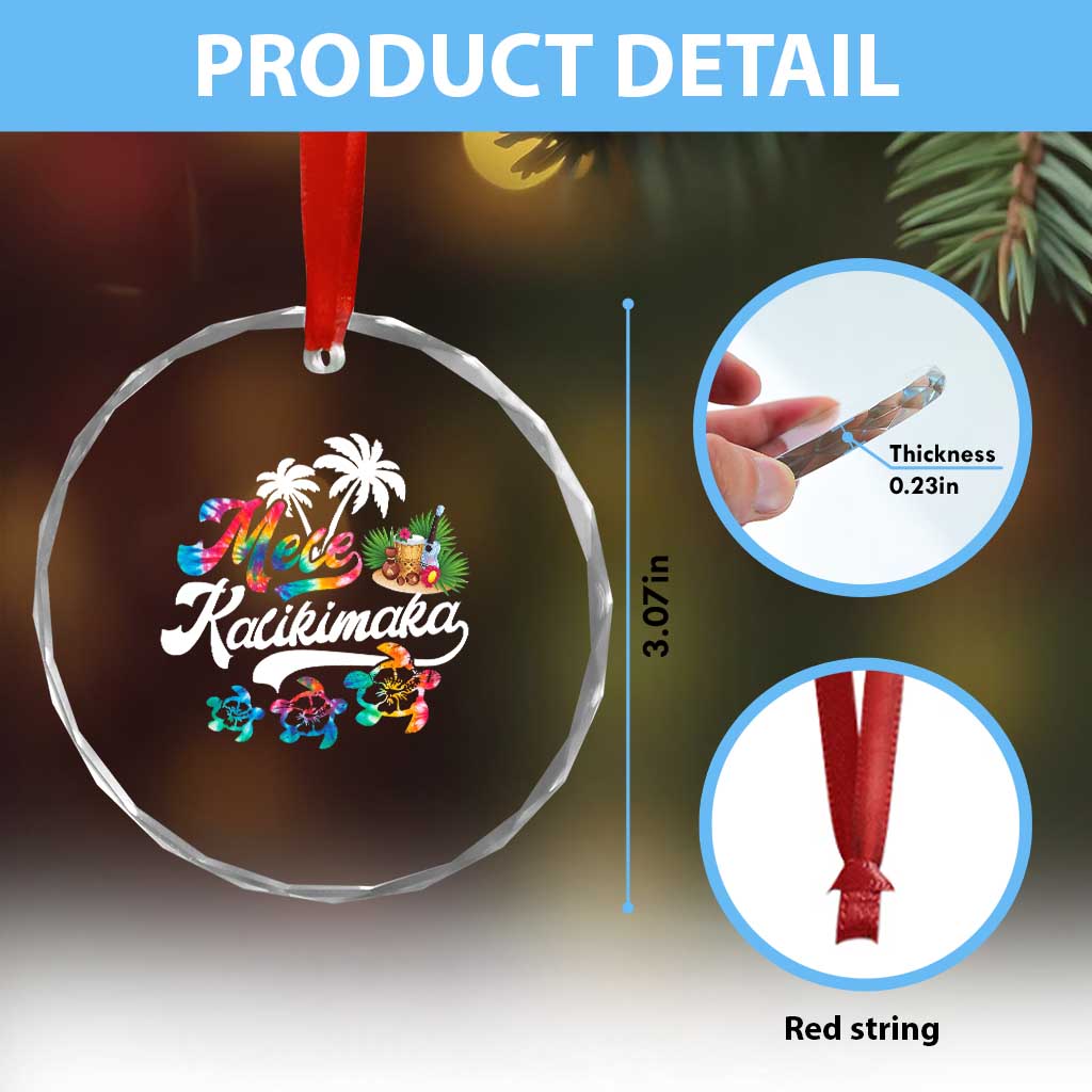 Mele Kalikimaka Tie Dye Xmas Turtle Crystal Glass Ornament TS09