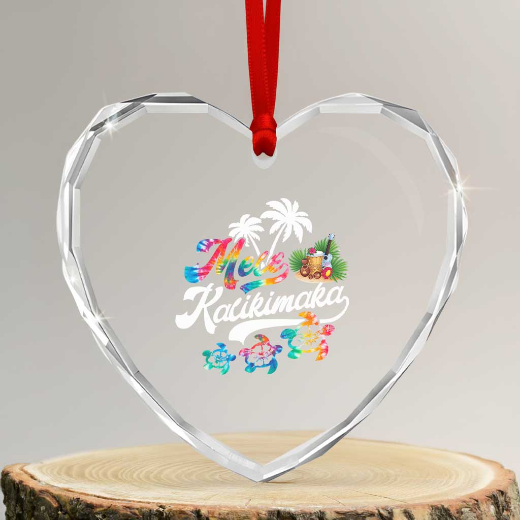 Mele Kalikimaka Tie Dye Xmas Turtle Heart Crystal Glass Ornament - Wonder Print Shop