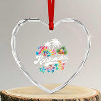 Mele Kalikimaka Tie Dye Xmas Turtle Heart Crystal Glass Ornament - Wonder Print Shop
