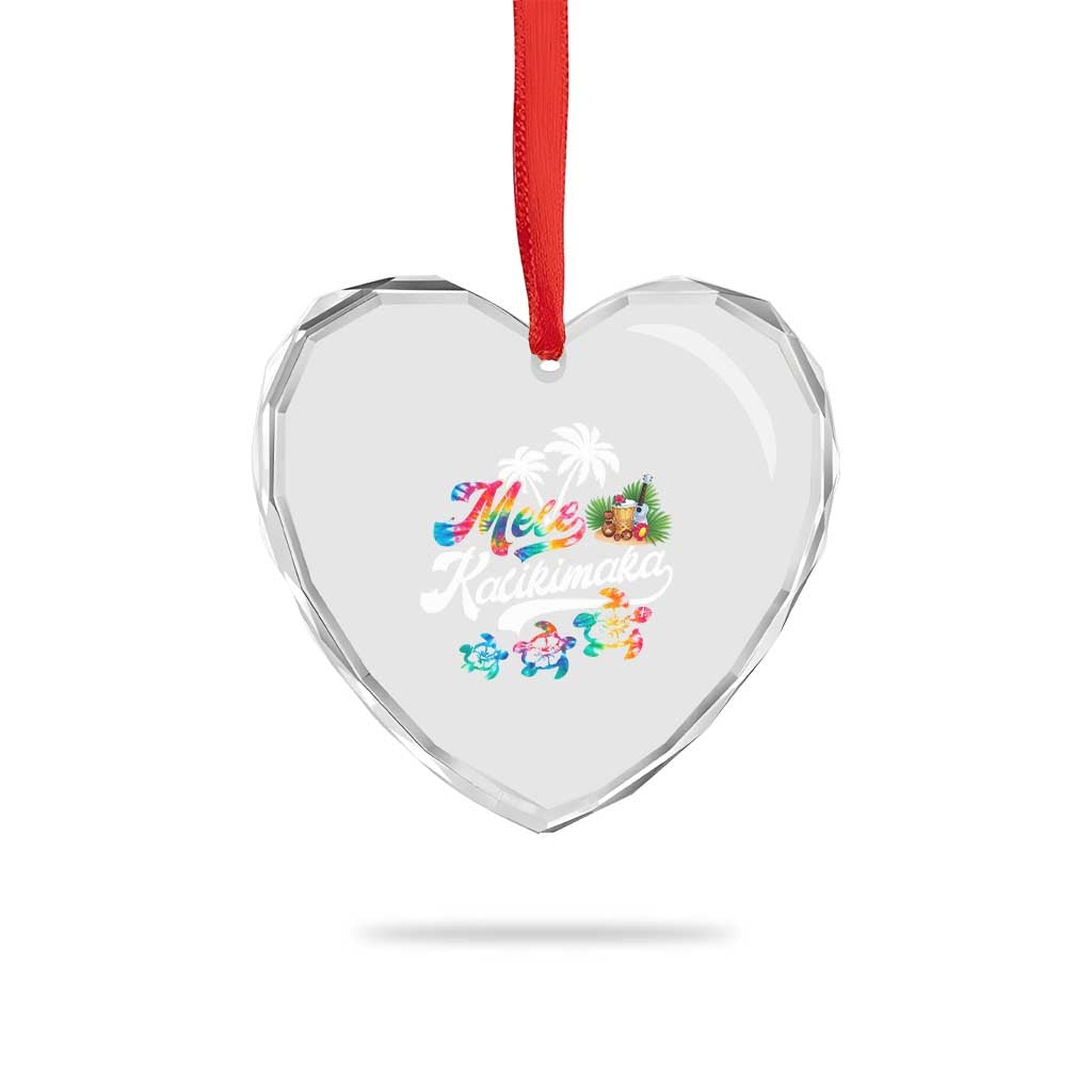 Mele Kalikimaka Tie Dye Xmas Turtle Heart Crystal Glass Ornament - Wonder Print Shop