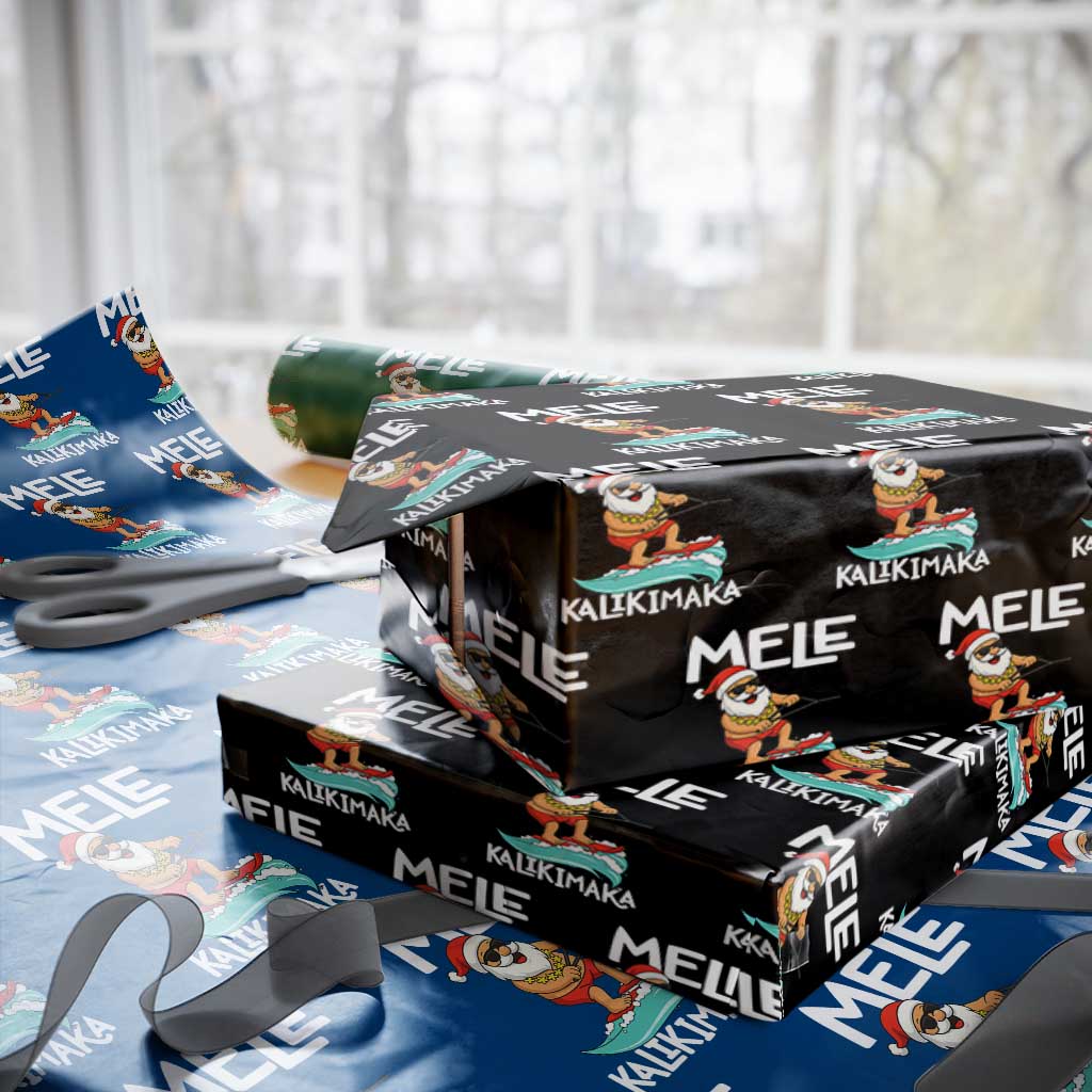 Mele Kalikimaka Wrapping Paper Roll Santa Water Skiing Summer Beach Hawaiian Xmas In July - Wonder Print Shop