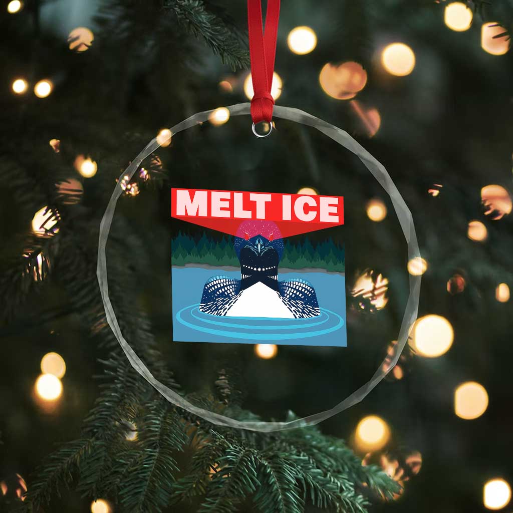 Melt Ice Red Eye Laser Loon Crystal Glass Ornament Political Resistance Minnesota Protest