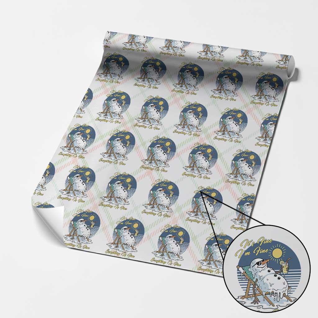 Melting Snowman Christmas In July Wrapping Paper Roll It Is Fine Everything Is Fine