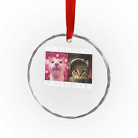 Meme Cat Crystal Glass Ornament Born To Dilly Dally Forced To Lock In Funny Saying Cats - Wonder Print Shop