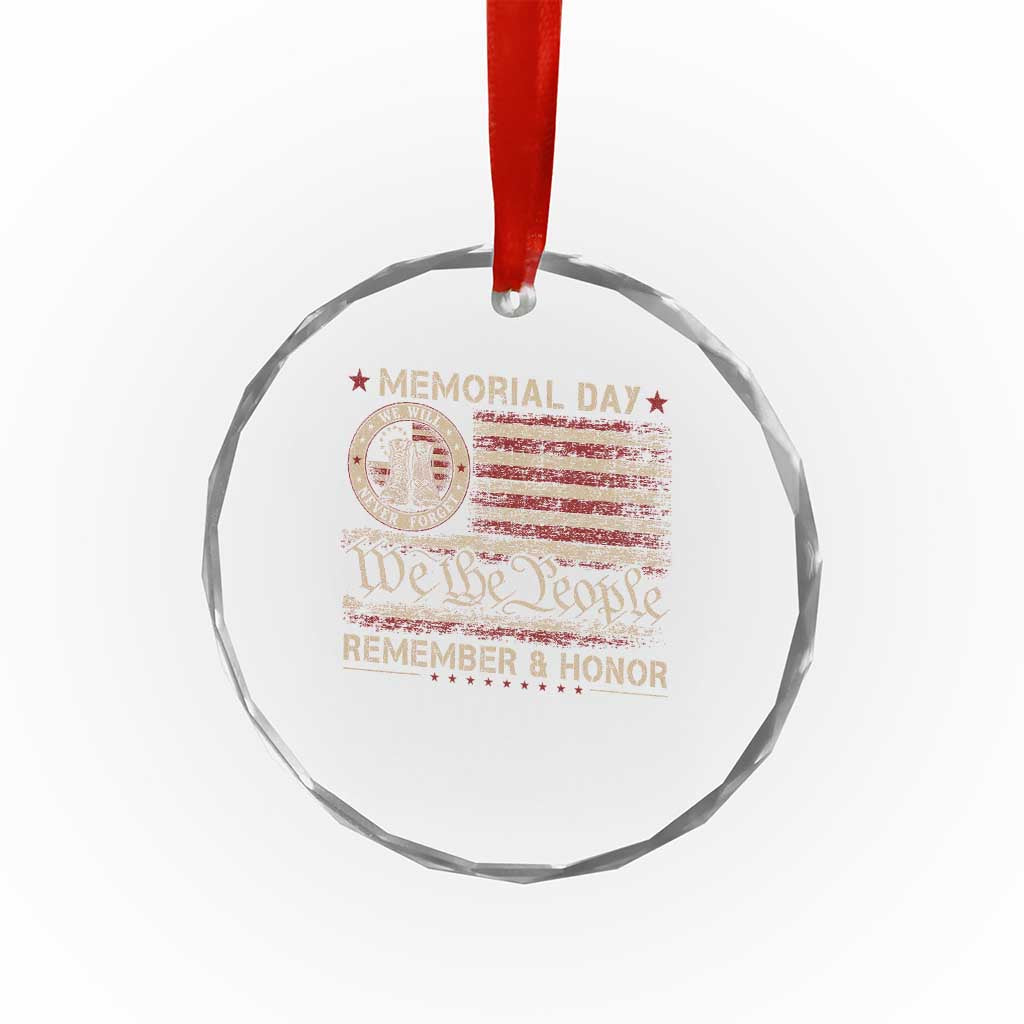 Memorial Day Crystal Glass Ornament Remember And Honor Red Poppy Flower Military Veteran