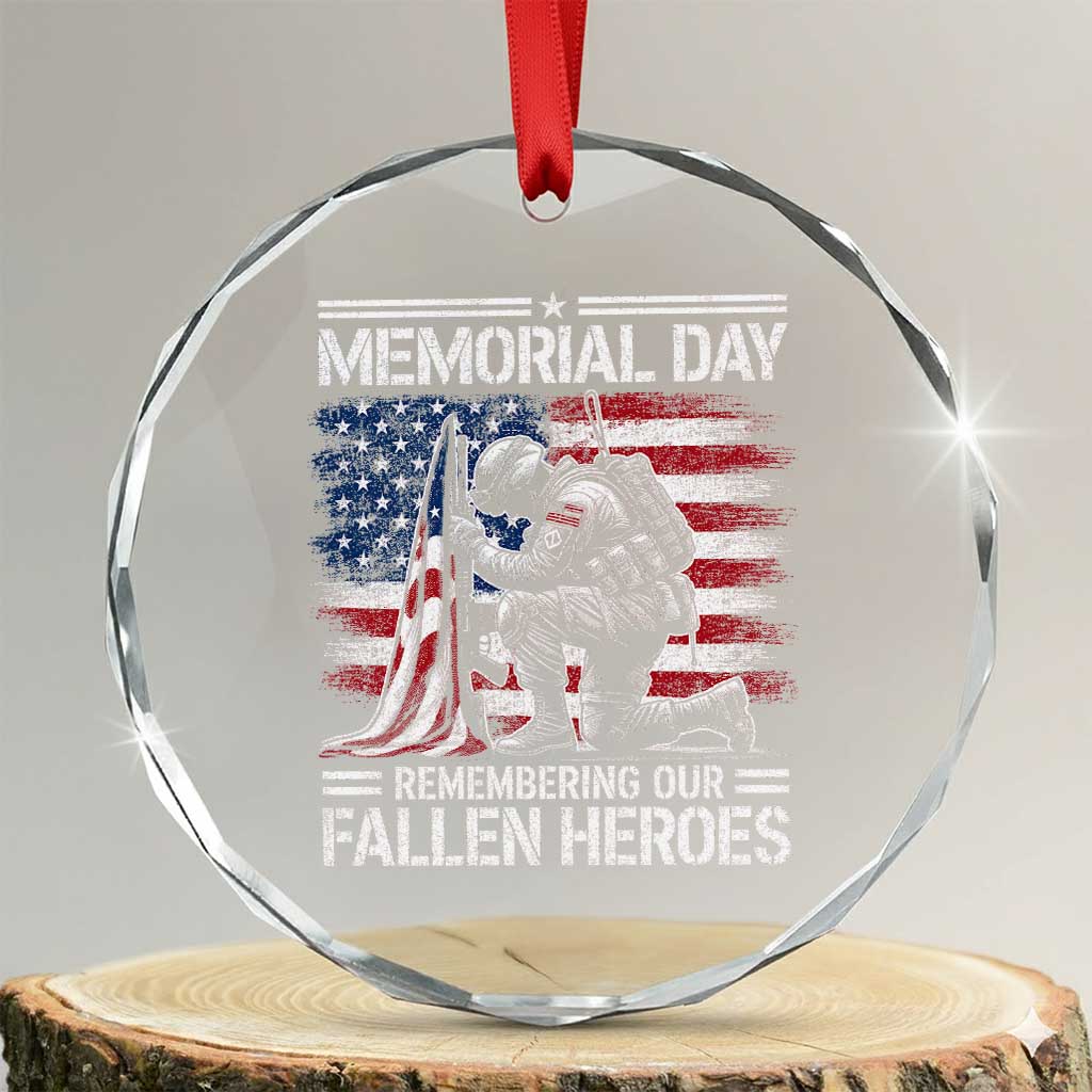 Memorial Day Crystal Glass Ornament Remembering Our Fallen Heroes Veteran Day American Flag