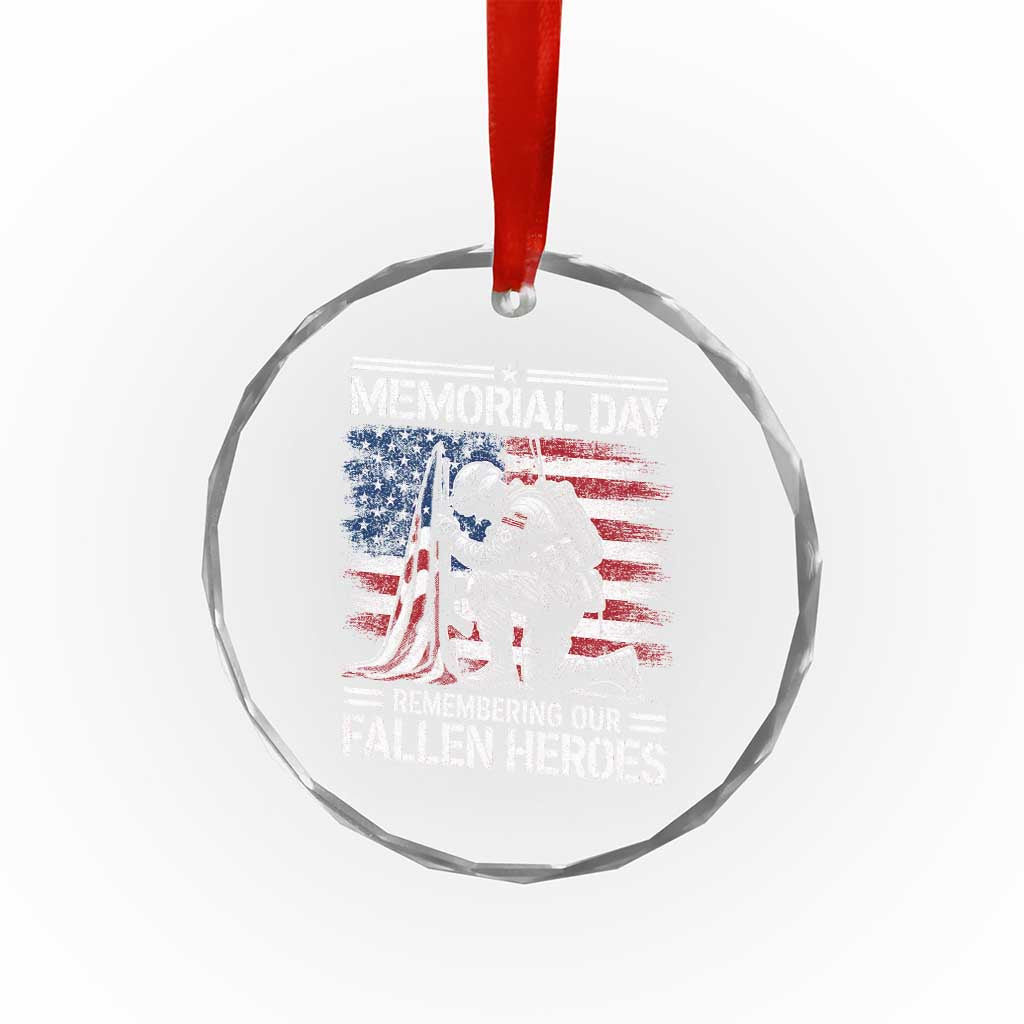 Memorial Day Crystal Glass Ornament Remembering Our Fallen Heroes Veteran Day American Flag