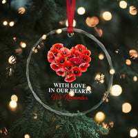 Memorial Day Crystal Glass Ornament With Love In Our Hearts We Remember Red Poppy Flower