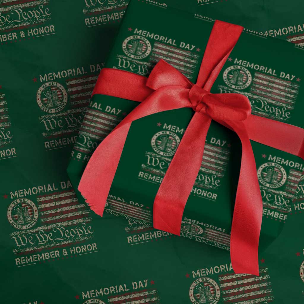 Memorial Day Wrapping Paper Roll Remember And Honor Red Poppy Flower Military Veteran