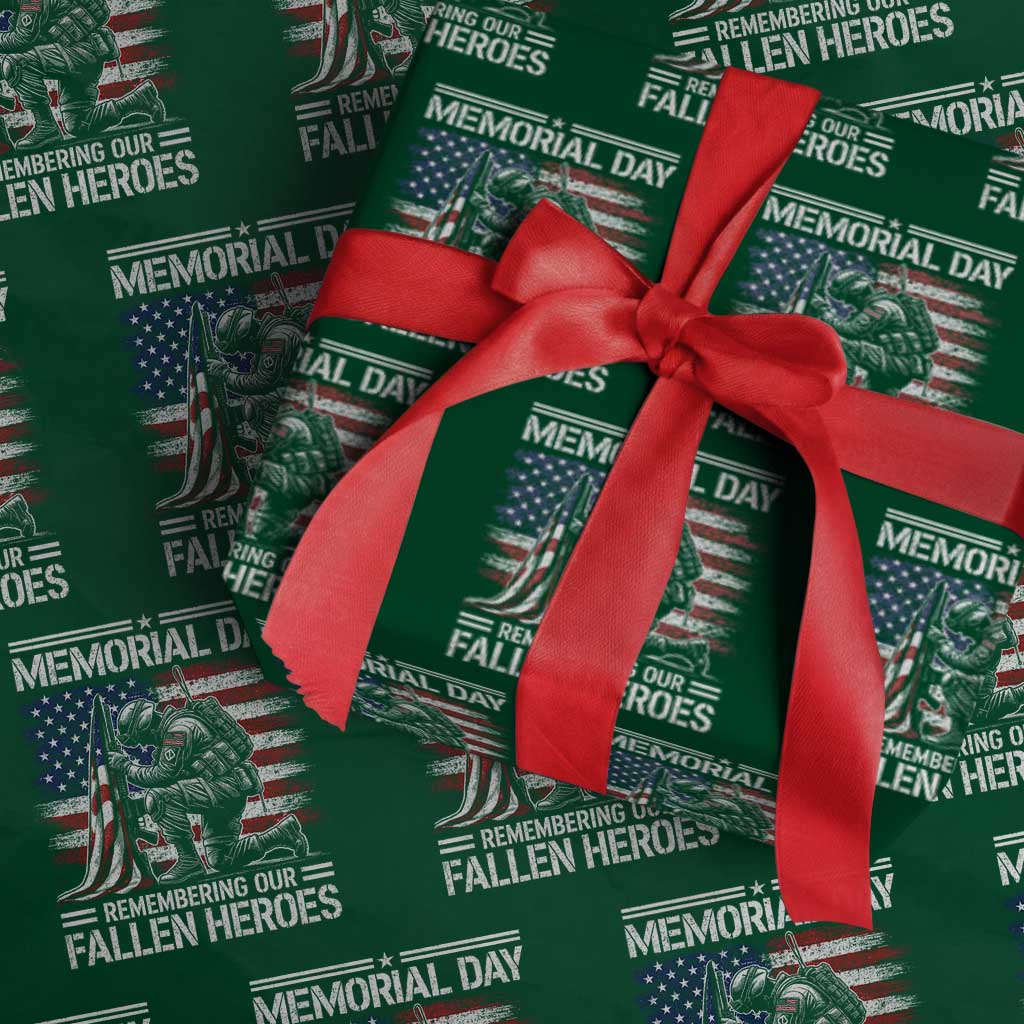 Memorial Day Wrapping Paper Roll Remembering Our Fallen Heroes Veteran Day American Flag