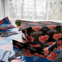 Memorial Day Wrapping Paper Roll With Love In Our Hearts We Remember Red Poppy Flower