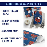 Memorial Day Wrapping Paper Roll With Love In Our Hearts We Remember Red Poppy Flower