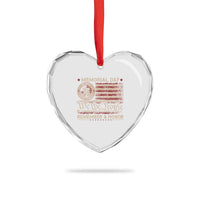 Memorial Day Heart Crystal Glass Ornament Remember And Honor Red Poppy Flower Military Veteran