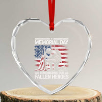Memorial Day Heart Crystal Glass Ornament Remembering Our Fallen Heroes Veteran Day American Flag