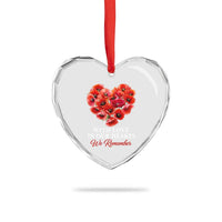 Memorial Day Heart Crystal Glass Ornament With Love In Our Hearts We Remember Red Poppy Flower