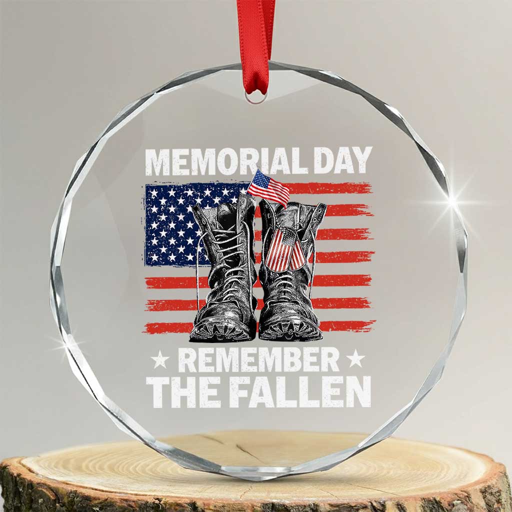 Memorial Day Remember The Fallen Crystal Glass Ornament Veteran Military Vintage USA Flag - Wonder Print Shop