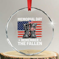 Memorial Day Remember The Fallen Crystal Glass Ornament Veteran Military Vintage USA Flag TS10