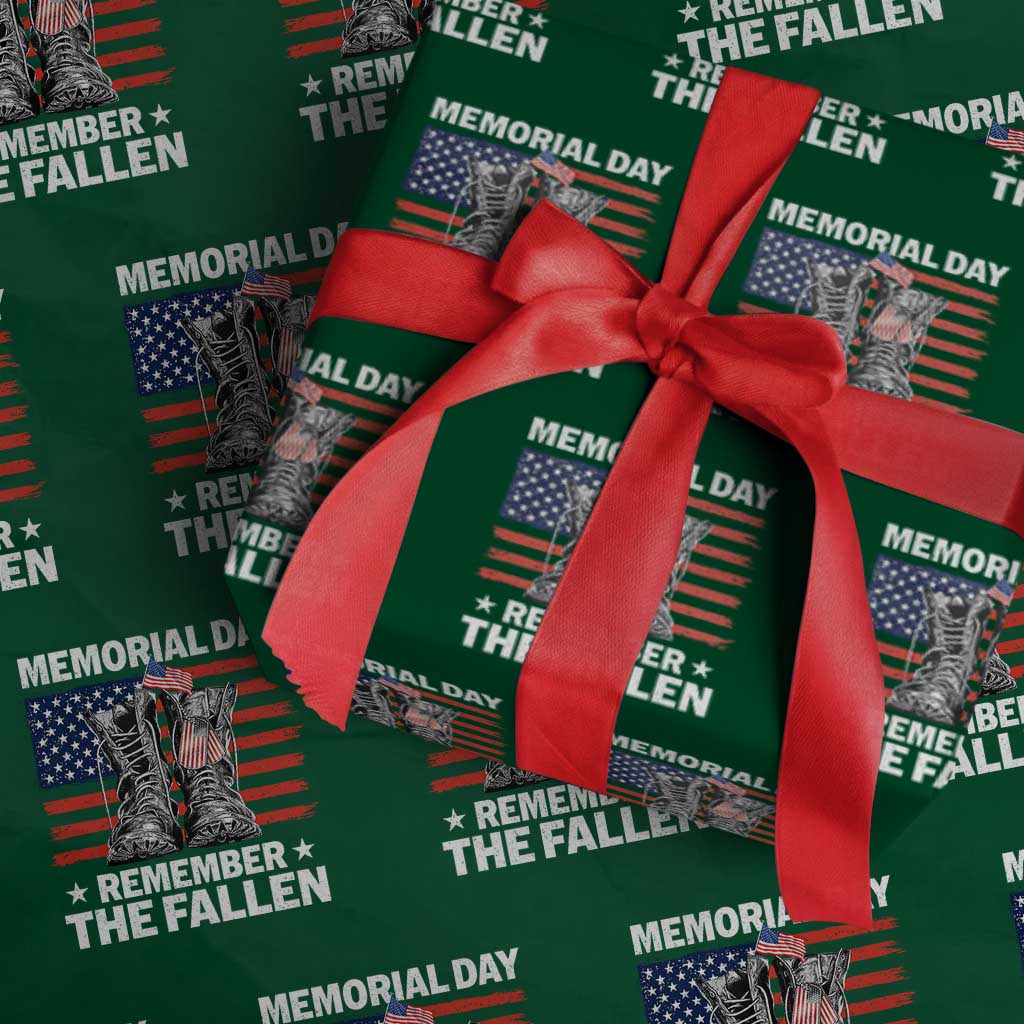 Memorial Day Remember The Fallen Wrapping Paper Roll Veteran Military Vintage USA Flag - Wonder Print Shop