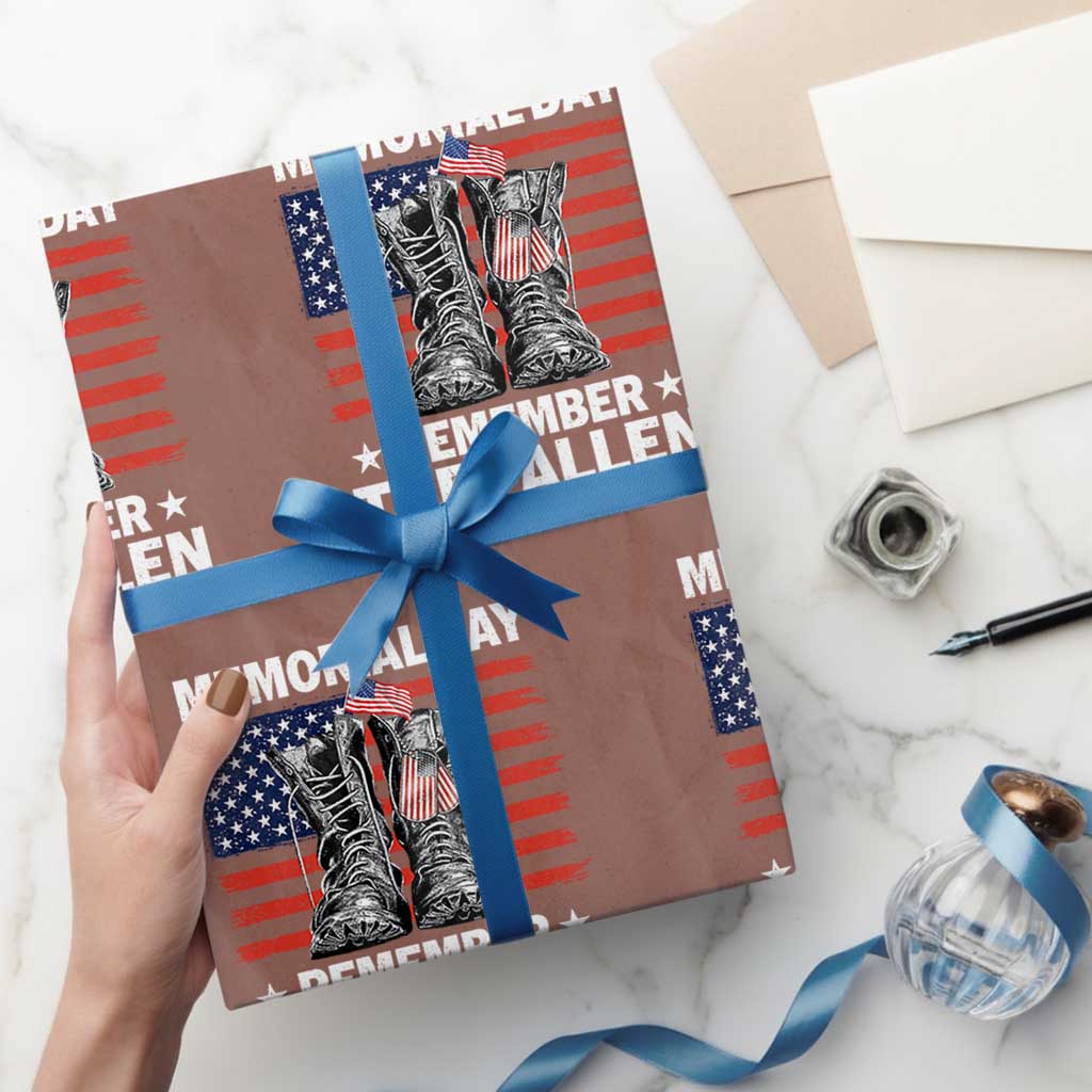 Memorial Day Remember The Fallen Wrapping Paper Roll Veteran Military Vintage USA Flag - Wonder Print Shop