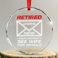 Men’s Postal Worker Retirement Crystal Glass Ornament Retired Under New Management Funny Dad Humor - Wonder Print Shop