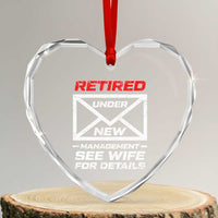 Men’s Postal Worker Retirement Heart Crystal Glass Ornament Retired Under New Management Funny Dad Humor - Wonder Print Shop