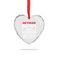 Men’s Postal Worker Retirement Heart Crystal Glass Ornament Retired Under New Management Funny Dad Humor - Wonder Print Shop