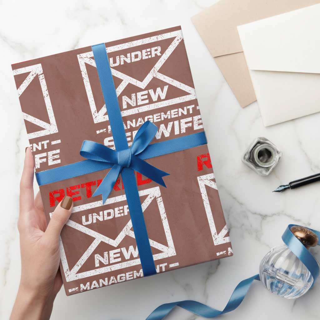Men’s Postal Worker Retirement Wrapping Paper Roll Retired Under New Management Funny Dad Humor - Wonder Print Shop