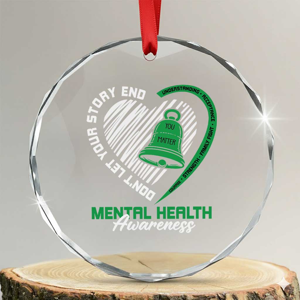 Mental Health Awarenes Crystal Glass Ornament Green Ribbon Inspirational Psychologist Therapist