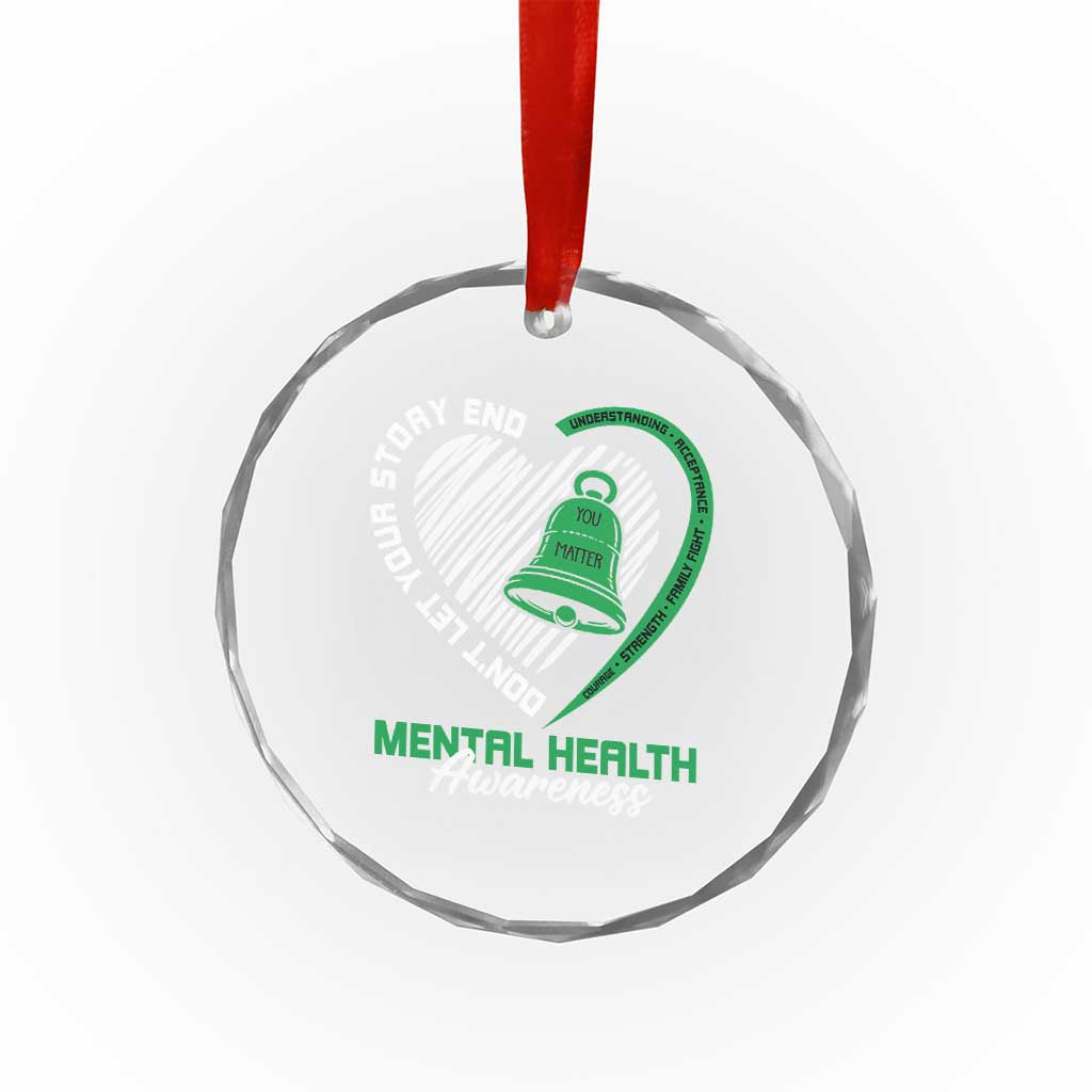 Mental Health Awarenes Crystal Glass Ornament Green Ribbon Inspirational Psychologist Therapist
