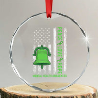 Mental Health Awarenes Crystal Glass Ornament Peace Love Hope Green Ribbon