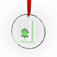 Mental Health Awarenes Crystal Glass Ornament Peace Love Hope Green Ribbon