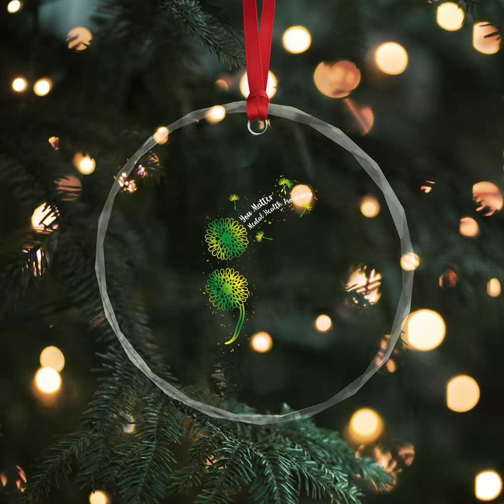 Mental Health Awarenes Crystal Glass Ornament Semicolon Dandelion You Matter