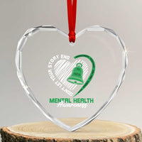 Mental Health Awarenes Heart Crystal Glass Ornament Green Ribbon Inspirational Psychologist Therapist