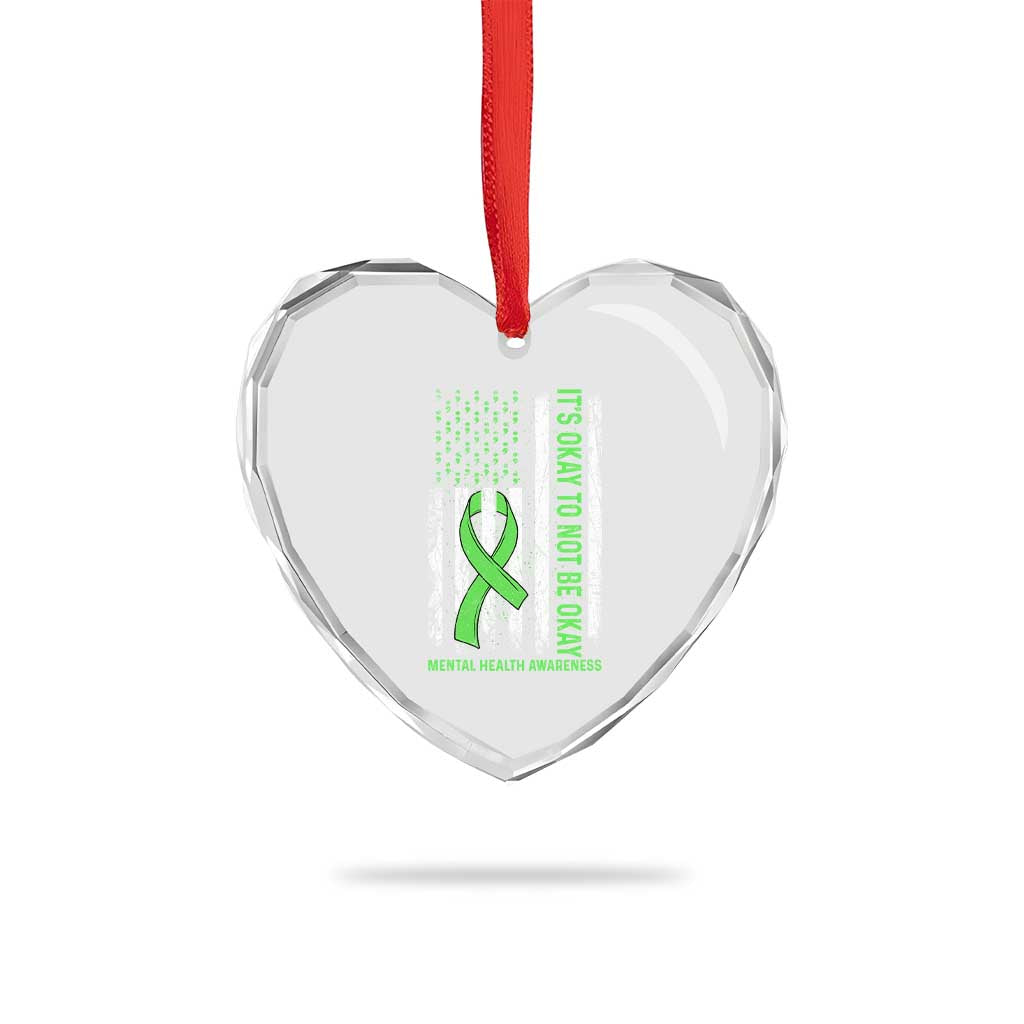 Mental Health Awarenes Heart Crystal Glass Ornament It's Okay To Not Be Okay