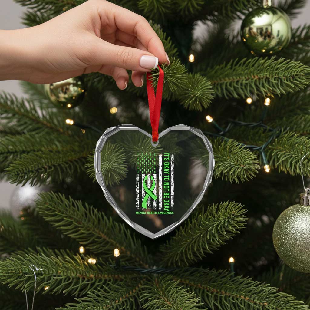 Mental Health Awarenes Heart Crystal Glass Ornament It's Okay To Not Be Okay