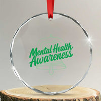 Mental Health Matters Awareness Crystal Glass Ornament Support Squad Green Ribbon