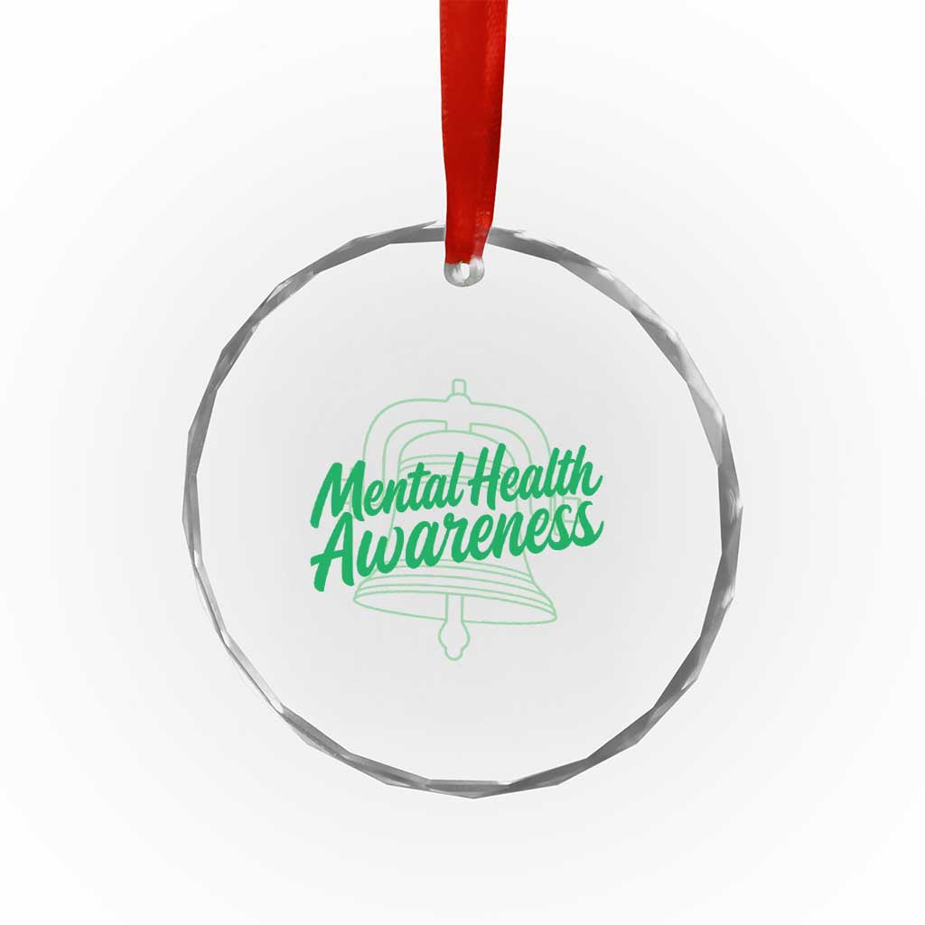 Mental Health Matters Awareness Crystal Glass Ornament Support Squad Green Ribbon