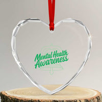 Mental Health Matters Awareness Heart Crystal Glass Ornament Support Squad Green Ribbon