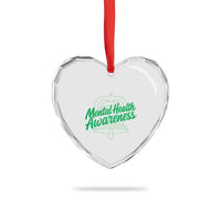 Mental Health Matters Awareness Heart Crystal Glass Ornament Support Squad Green Ribbon