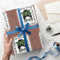 Mental Health Matters Wrapping Paper Roll Messy Bun Green Ribbon Support