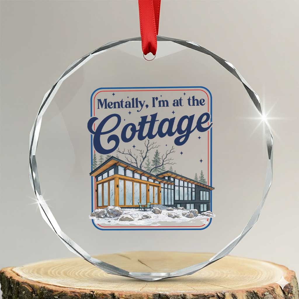 Mentally I'm at the Cottage Crystal Glass Ornament Funny Hockey Romance