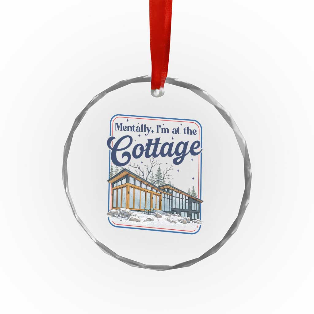 Mentally I'm at the Cottage Crystal Glass Ornament Funny Hockey Romance