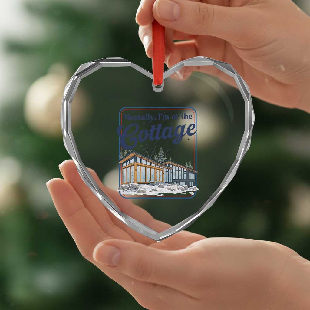 Mentally I'm at the Cottage Heart Crystal Glass Ornament Funny Hockey Romance