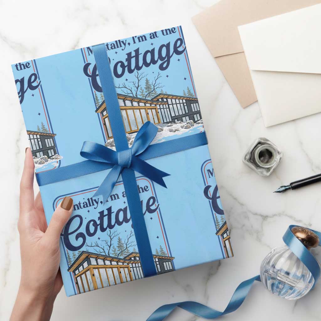 Mentally I'm at the Cottage Wrapping Paper Roll Funny Hockey Romance