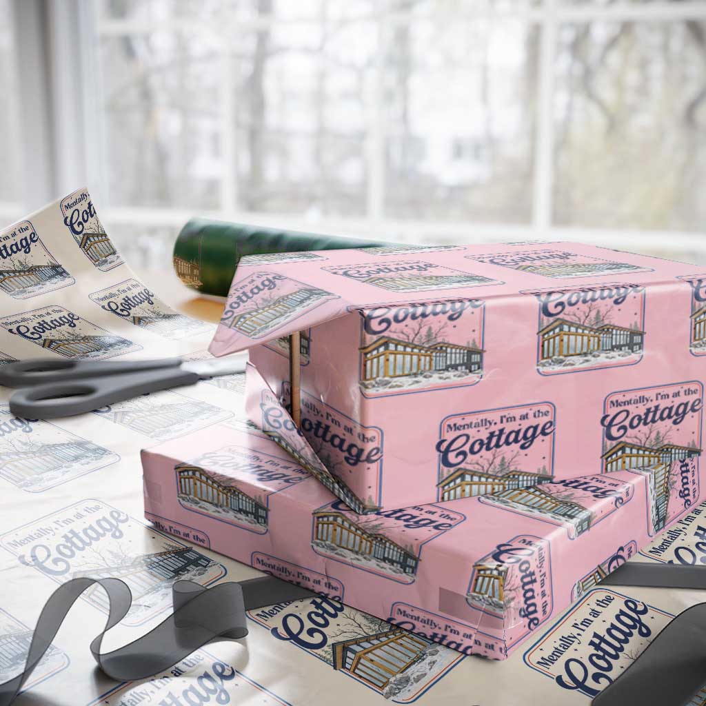 Mentally I'm at the Cottage Wrapping Paper Roll Funny Hockey Romance