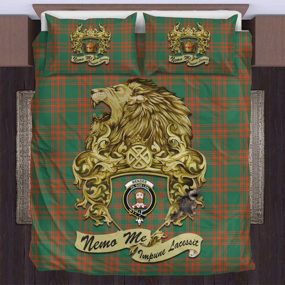 menzies-green-ancient-tartan-bedding-set-motto-nemo-me-impune-lacessit-with-vintage-lion-family-crest-tartan-plaid-duvet-cover-scottish-tartan-plaid-comforter-vintage-style