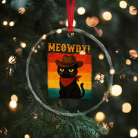 Meowdy Cowboy Cat Crystal Glass Ornament Cute Black Kitten Country Western - Wonder Print Shop