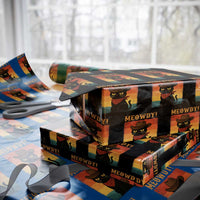 Meowdy Cowboy Cat Wrapping Paper Roll Cute Black Kitten Country Western - Wonder Print Shop